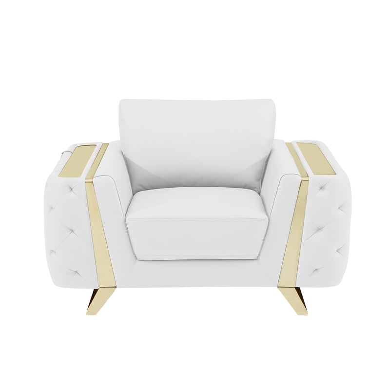 Pemberly Row Modern Genuine Italian Leather Upholstered Chair