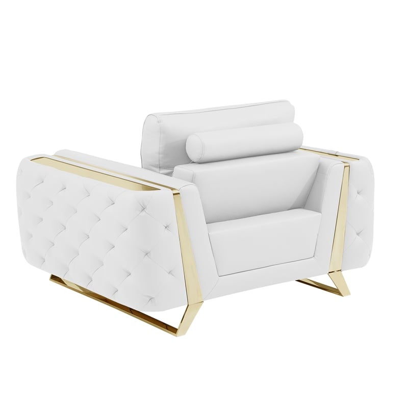 Pemberly Row Modern Genuine Italian Leather Upholstered Chair