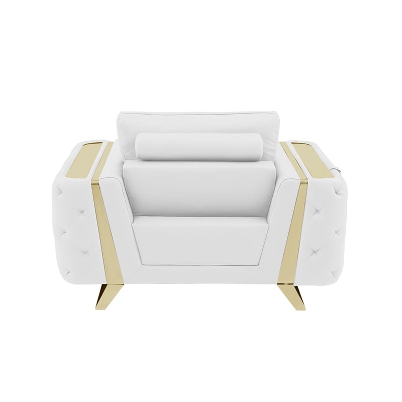 Pemberly Row Modern Genuine Italian Leather Upholstered Chair