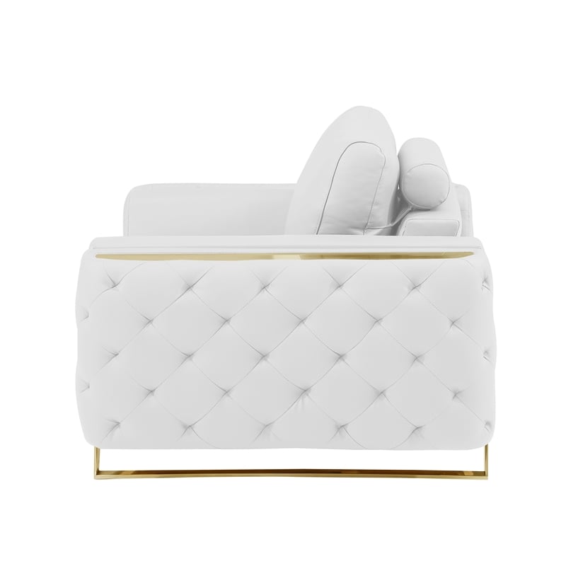 Pemberly Row Modern Genuine Italian Leather Upholstered Chair