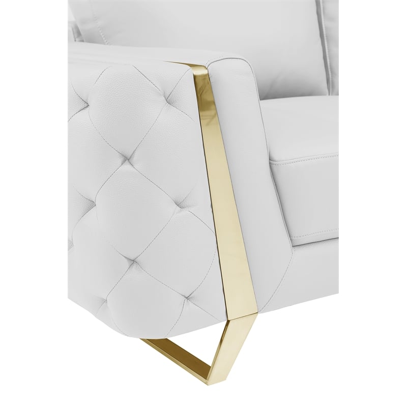 Pemberly Row Modern Genuine Italian Leather Upholstered Chair