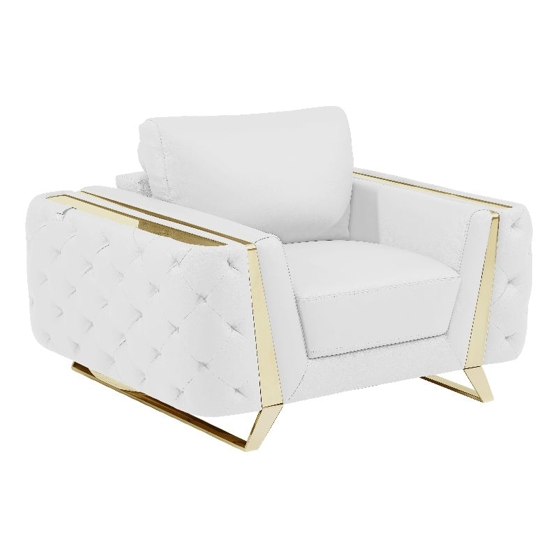 Pemberly Row Modern Genuine Italian Leather Upholstered Chair