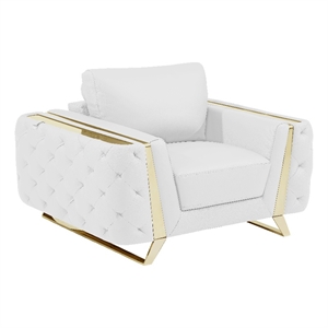 Pemberly Row Modern Genuine Italian Leather Upholstered Chair