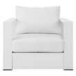 Pemberly Row Modern Fabric/Aluminum Outdoor Armchair in White