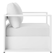 Pemberly Row Modern Fabric/Aluminum Outdoor Armchair in White