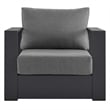 Pemberly Row Modern Fabric/Aluminum Outdoor Armchair in Gray/Charcoal