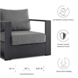 Pemberly Row Modern Fabric/Aluminum Outdoor Armchair in Gray/Charcoal