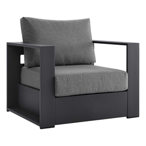 Pemberly Row Modern Fabric/Aluminum Outdoor Armchair in Gray/Charcoal