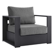 Pemberly Row Modern Fabric/Aluminum Outdoor Armchair in Gray/Charcoal