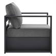 Pemberly Row Modern Fabric/Aluminum Outdoor Armchair in Gray/Charcoal