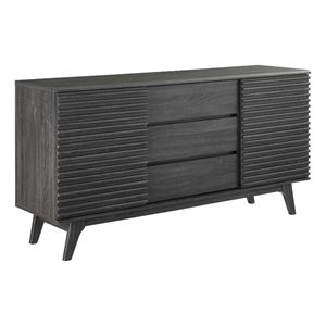 Pemberly Row 63&quot Modern Wood Sideboard Buffet Table in Charcoal