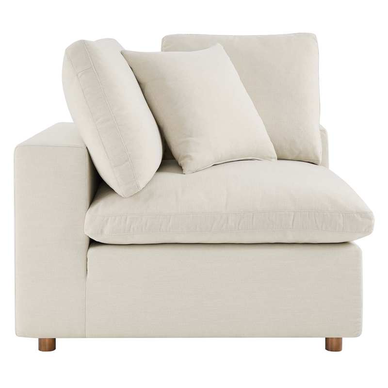 Pemberly Row 5-Piece Fabric Down Filled Armless Sectional Sofa in Beige