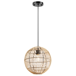 Pemberly Row 1-Light Modern Rattan/Iron Pendant Light in Natural