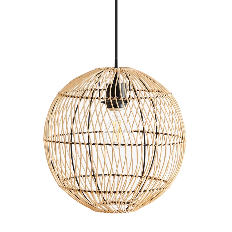 Pemberly Row 1-Light Modern Rattan/Iron Pendant Light in Natural