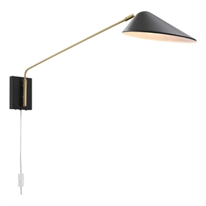 Pemberly Row 24&quot 1-Light Modern Metal Swing Arm Wall Sconce in Black