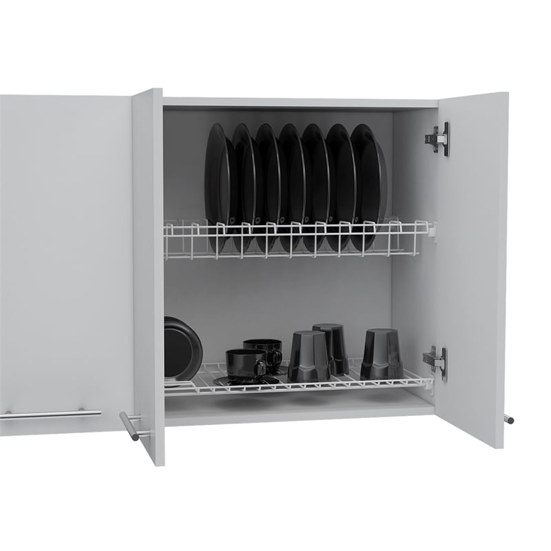 Pemberly Row Modern Wall Cabinet Four Doors Engineered Wood White