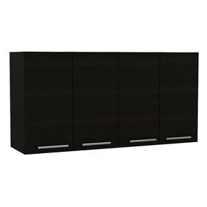 Pemberly Row Wall Cabinet with Four Doors Engineered Wood Black