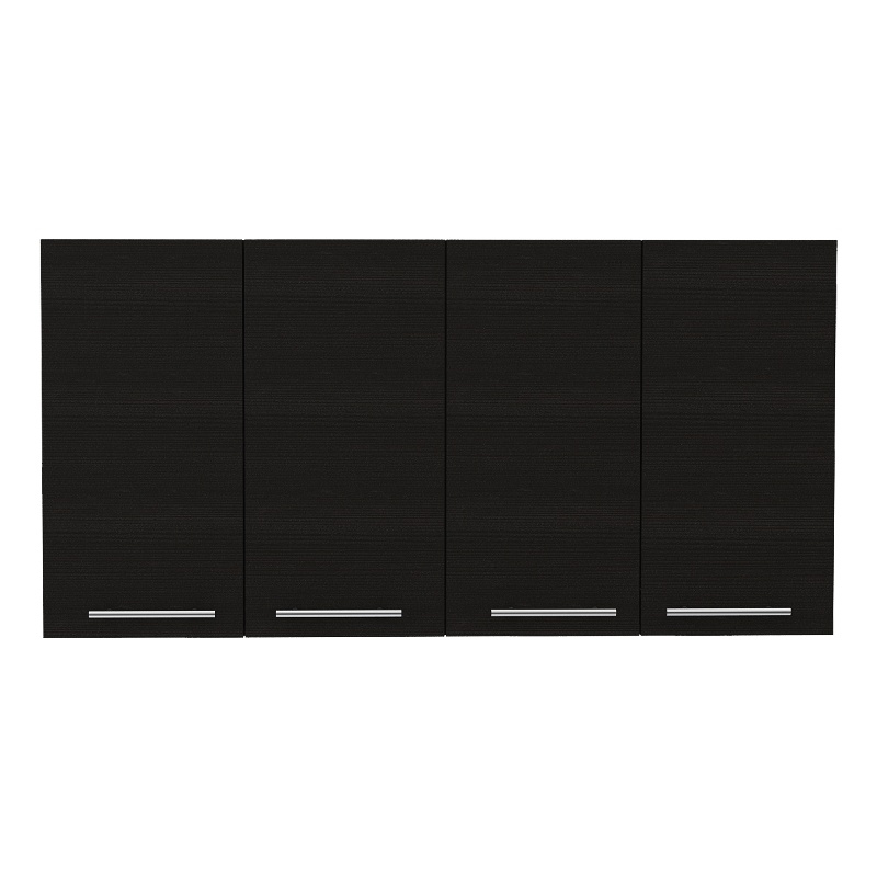 Pemberly Row Wall Cabinet with Four Doors Engineered Wood Black