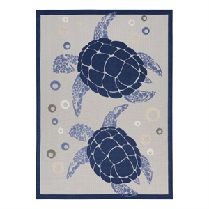 Pemberly Row 7'10&quot x 10'6&quot Navy Blue Coastal Nautical & Beach Area Rug