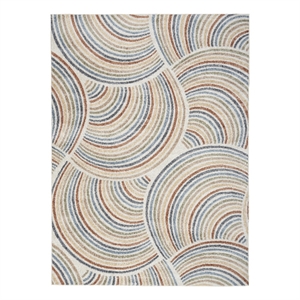 Pemberly Row Machine Washable 6'7&quot x 9' Ivory/Multi Mid-Century Indoor Rug