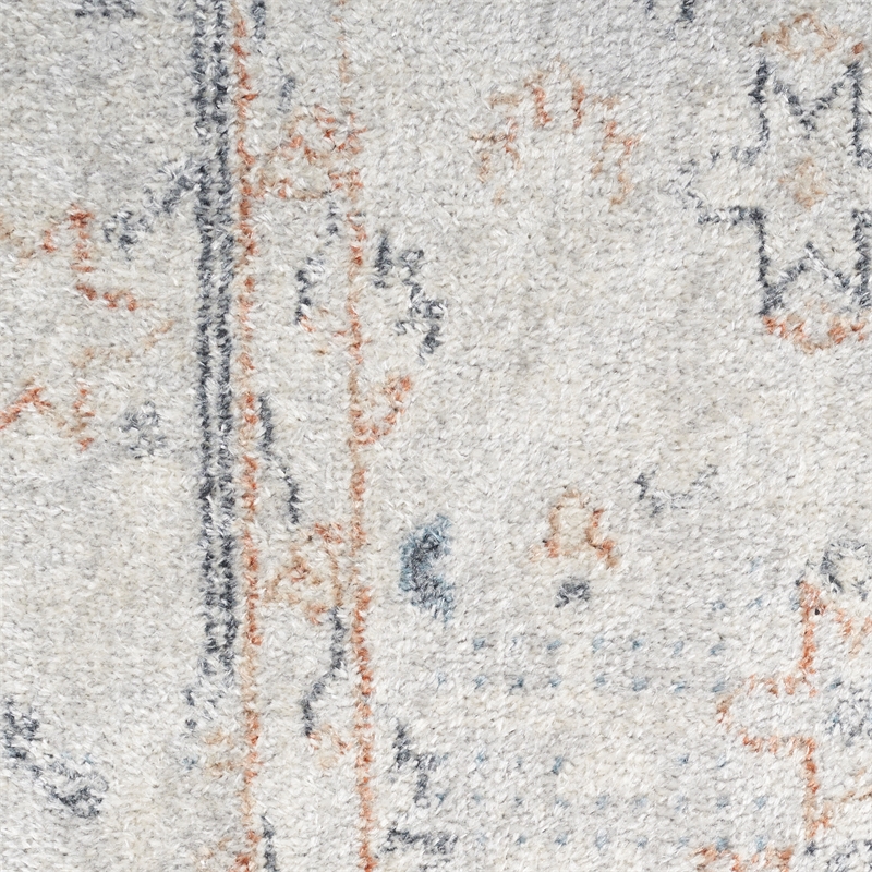 Pemberly Row Machine Washable 9' x 12' Light Blue Vintage Indoor Rug