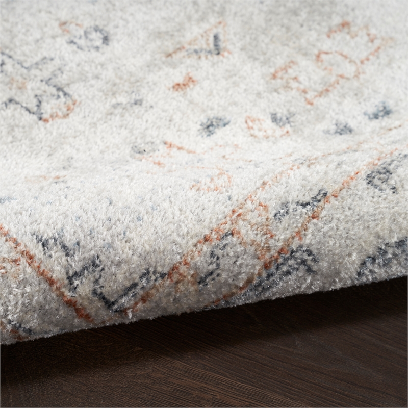 Pemberly Row Machine Washable 9' x 12' Light Blue Vintage Indoor Rug