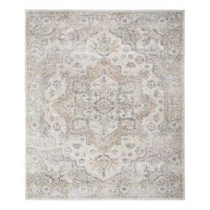 Pemberly Row Machine Washable 9' x 12' Silver Gray Vintage Indoor Rug