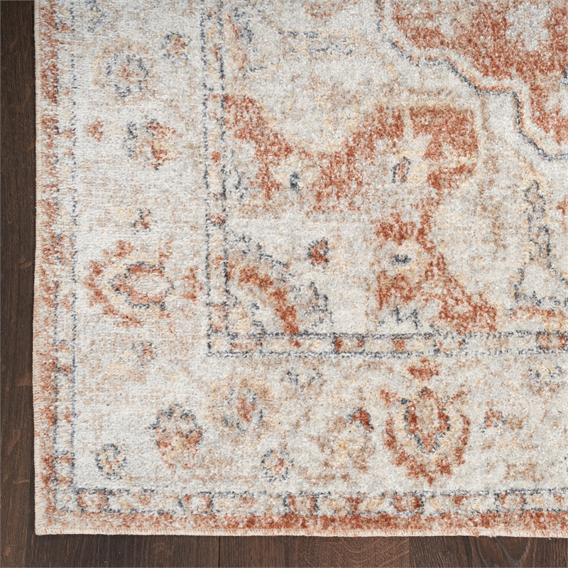 Pemberly Row Machine Washable 9' x 12' Gold/Multicolor Vintage Indoor Rug