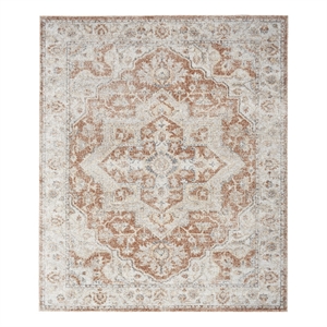 Pemberly Row Machine Washable 9' x 12' Gold/Multicolor Vintage Indoor Rug