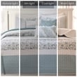 Pemberly Row 6 Piece Cotton Percale Quilt Set with Throw Pillows in Blue