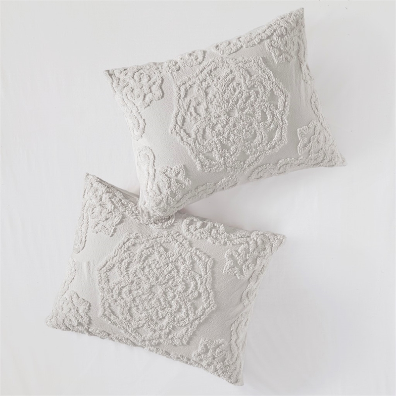Pemberly Row 3 Piece Tufted Cotton Chenille Medallion Duvet Cover Set