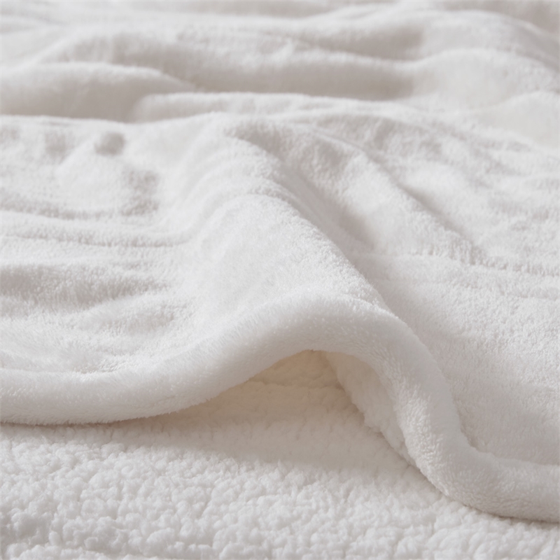 Pemberly Row Modern Heated Microlight to Berber Blanket in Ivory