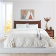Pemberly Row Modern Heated Microlight to Berber Blanket in Ivory