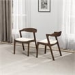 Pemberly Row Mid-Century Modern Velvet Dining Chair in Cream (Set of 2)