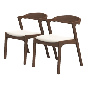 Pemberly Row Mid-Century Modern Velvet Dining Chair in Cream (Set of 2)