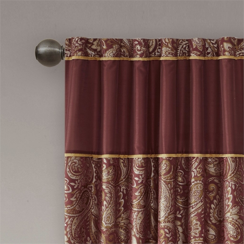 Pemberly Row Contemporary Jacquard Panel Pair in Burgundy 50x84