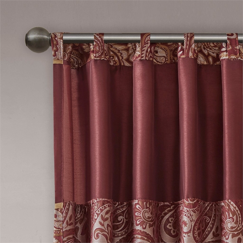 Pemberly Row Contemporary Jacquard Panel Pair in Burgundy 50x84