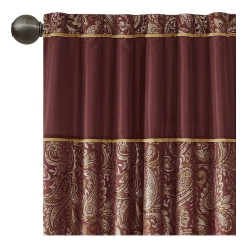 Pemberly Row Contemporary Jacquard Panel Pair in Burgundy 50x84
