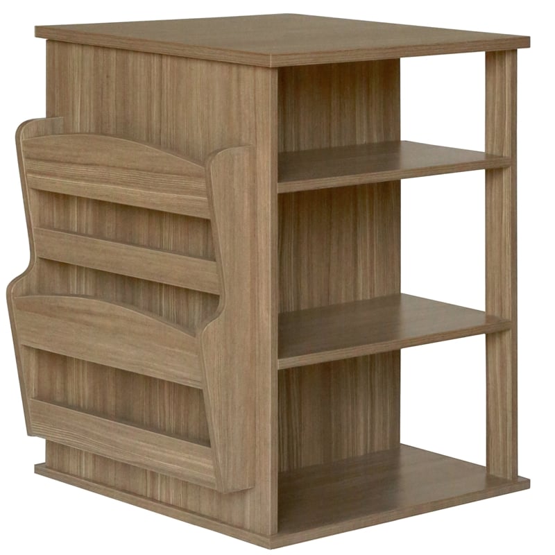 Pemberly Row All-In-One Transitional Wood Revolving Side Table in Natural