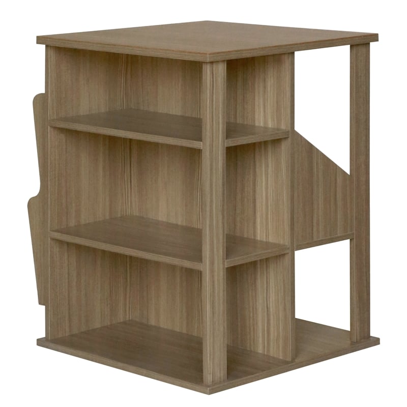 Pemberly Row All-In-One Transitional Wood Revolving Side Table in Natural