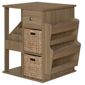 Pemberly Row All-In-One Transitional Wood Revolving Side Table in Natural