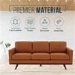Pemberly Row Modern Faux Leather Sofa with Birch Wood Base Cognac Tan