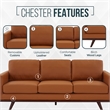 Pemberly Row Modern Faux Leather Sofa with Birch Wood Base Cognac Tan
