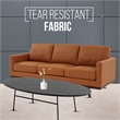 Pemberly Row Modern Faux Leather Sofa with Birch Wood Base Cognac Tan