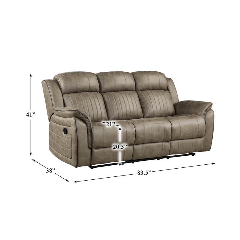 Pemberly Row Microfiber 2-Piece Manual Reclining Sofa Set in Sandy Brown