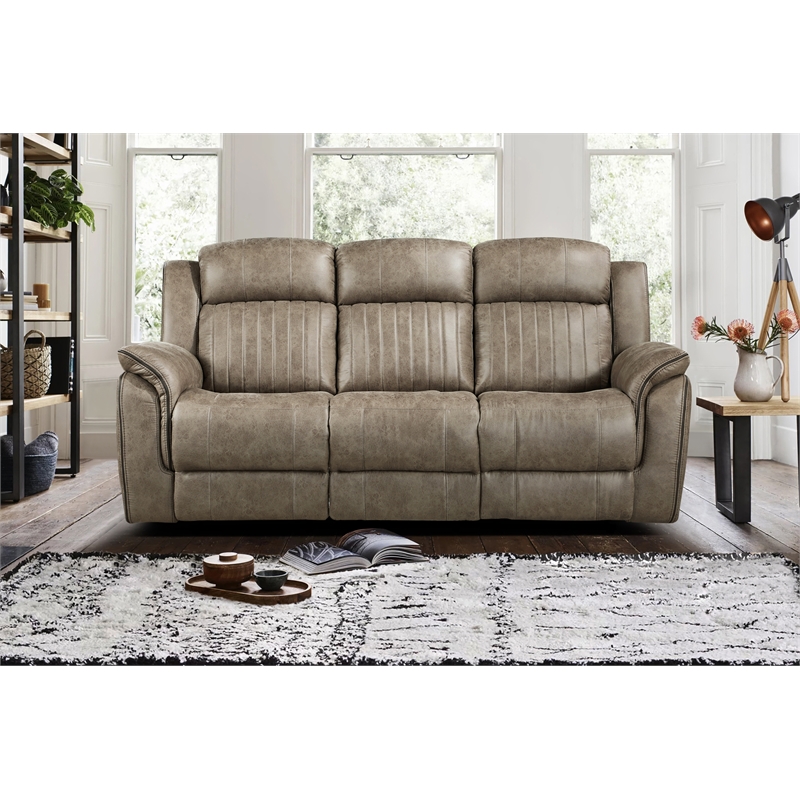 Pemberly Row Microfiber 2-Piece Manual Reclining Sofa Set in Sandy Brown