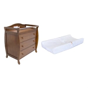 Pemberly Row 3-Drawer Changing Table with Fabric Cover Pad - Espresso