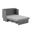 Pemberly Row Full Wood Murphy Bed Chest w/ Mattress & Built-in Charger - Gray