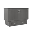 Pemberly Row Full Wood Murphy Bed Chest w/ Mattress & Built-in Charger - Gray