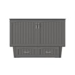 Pemberly Row Full Wood Murphy Bed Chest w/ Mattress & Built-in Charger - Gray